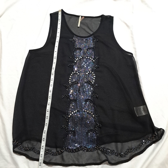 Temperance | Black sheer beaded sleevless shirt - Picture 8 of 9